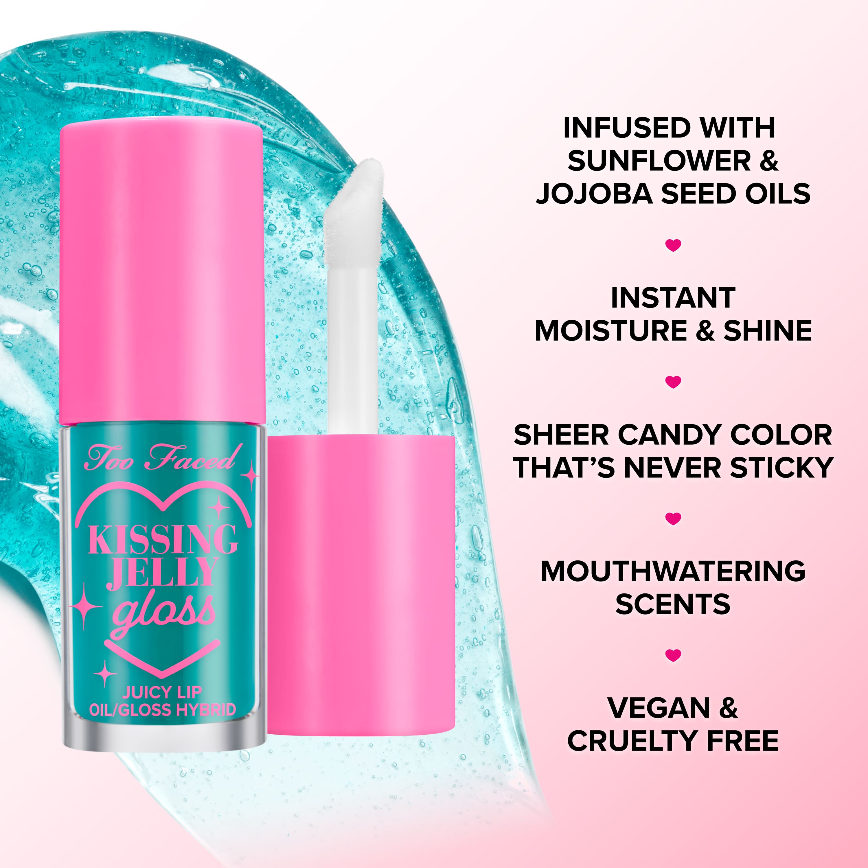 Kissing Jelly Hydrating Lip Oil Gloss, Strawberry Frosting, NET WT. 0.15 OZ. / 4.50 mL
