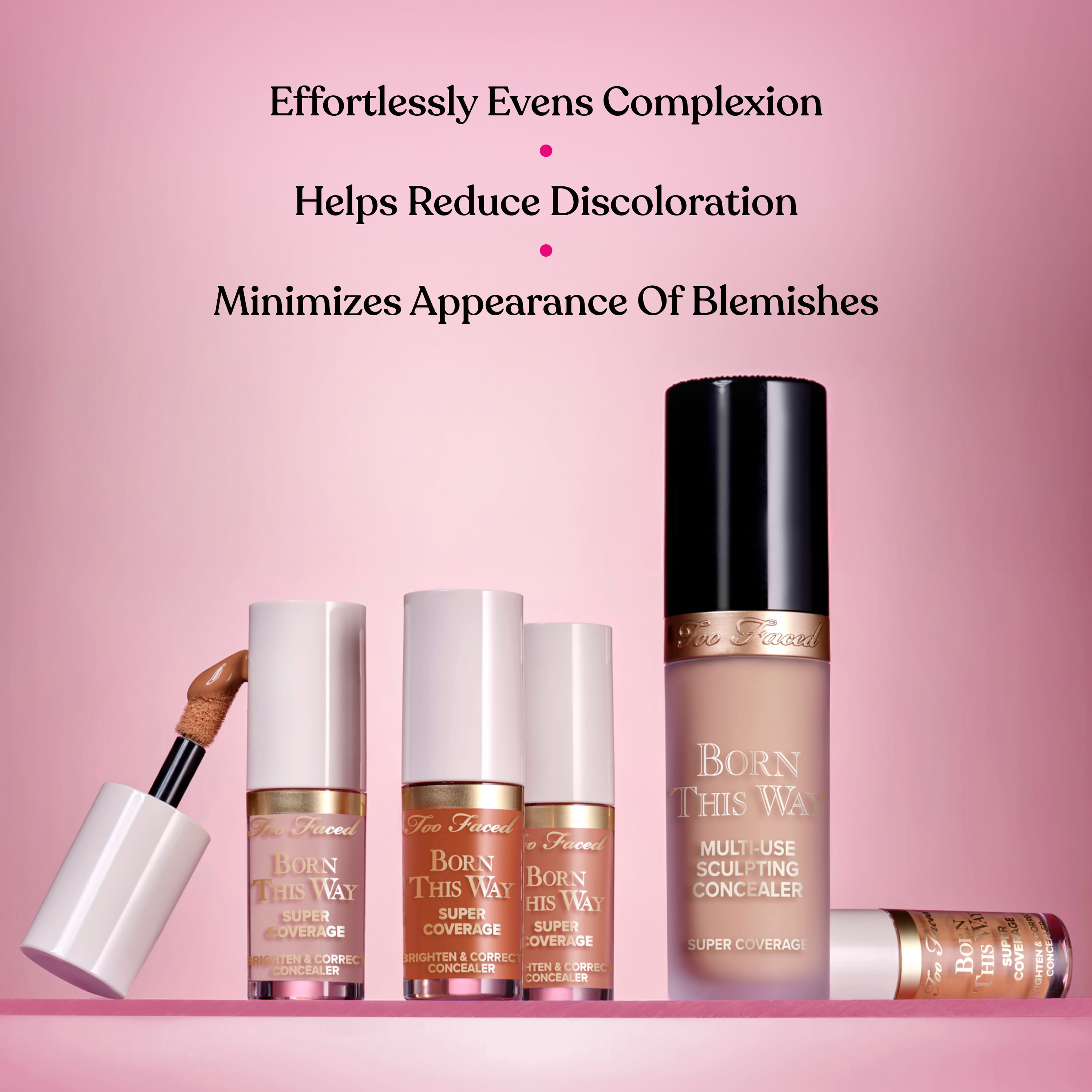 Born This Way Super Coverage Brighten & Correct Concealer, Pink, NET WT. 0.06 OZ. / 2.0 mL